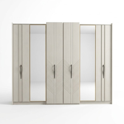 Weißer Moderner Kleiderschrank Schlafzimmer 4-türiger Holz Schrank Neu