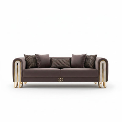Luxus Couch Gold Metall Sofa Dreisitzer Couchen Polster Möbel 240cm