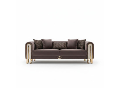Luxus Couch Gold Metall Sofa Dreisitzer Couchen Polster Möbel 240cm