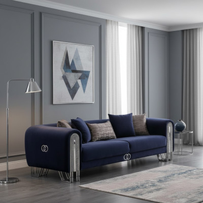Luxus Couch Polster Möbel Wohnzimmer Couchen Blaue 240cm Dreisitzer