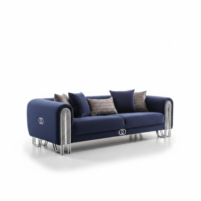 Luxus Couch Polster Möbel Wohnzimmer Couchen Blaue 240cm Dreisitzer
