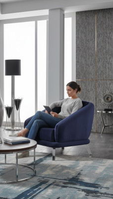 Sessel Luxus Wohnzimmer Modern Design Textil Möbel Luxus Sitz Blau