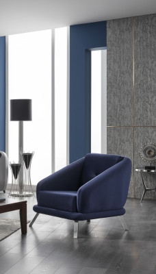 Sessel Luxus Wohnzimmer Modern Design Textil Möbel Luxus Sitz Blau