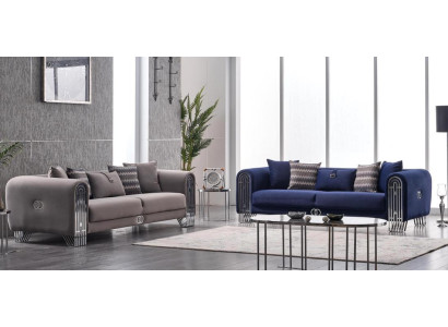 Komplett Set 2 tlg Luxus Möbel Polster Stoff Sofagarnitur 3+3 Sitzer Neu