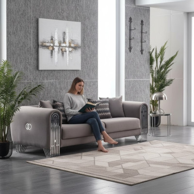 Elegante Stoffcouch Polster Sofa Möbel Wohnzimmer Möbel Textil Sofas