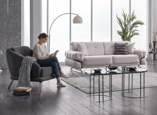 Wohnzimmer Sofagarnitur Dreisitzer Sessel Luxus Couch Set 3+1 Sitzer
