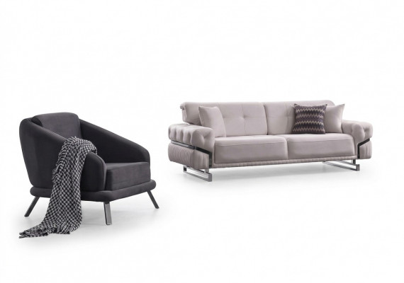 Wohnzimmer Sofagarnitur Dreisitzer Sessel Luxus Couch Set 3+1 Sitzer