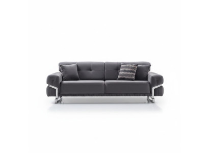 Grauer Designer Dreisitzer Wohnzimmermöbel Textil Polstersofa Modern
