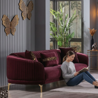 Moderner Dreisitzer Luxus Sofas Wohnzimmer Polstermöbel Textil Couch Sofa Samt
