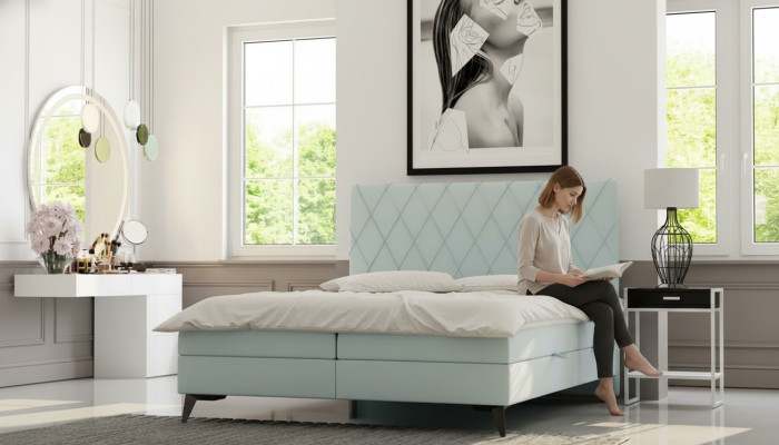 Schlafzimmer Bett Luxus Möbel Polster Stoff Modern Design Boxspringbett