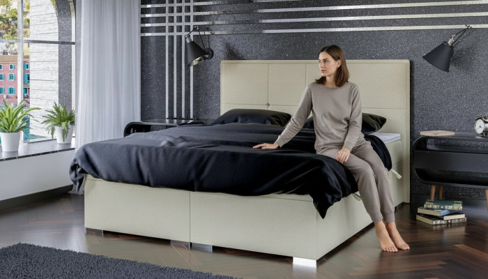 Schlafzimmer Bett Polster Stoff Design Luxus Möbel Doppelbett Boxspringbett