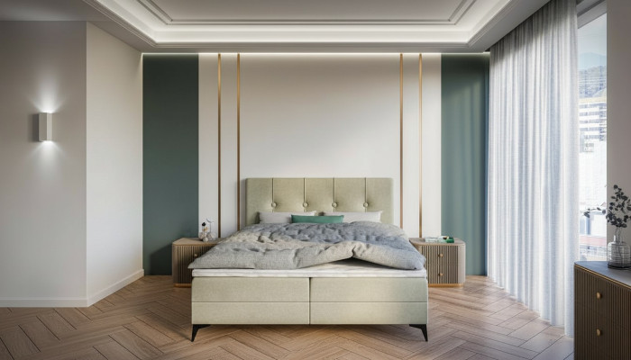 Bett Luxus Schlafzimmer Polstermöbel Design Doppelbett Stoff Boxspringbett