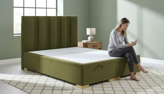 Schlafzimmer Bett Doppelbett Modern Designer Möbel Grün Polsterbett