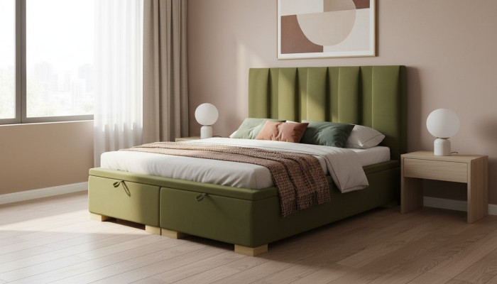 Schlafzimmer Bett Doppelbett Modern Designer Möbel Grün Polsterbett