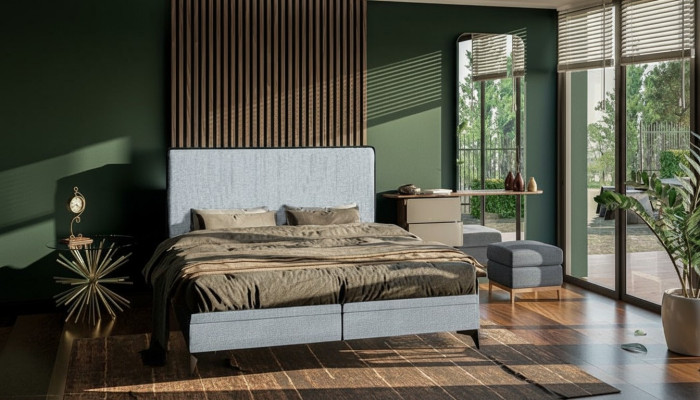 Bett Modern Doppelbett Designer Schlafzimmer Polster Stoff Möbel Betten