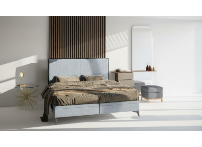 Bett Modern Doppelbett Designer Schlafzimmer Polster Stoff Möbel Betten