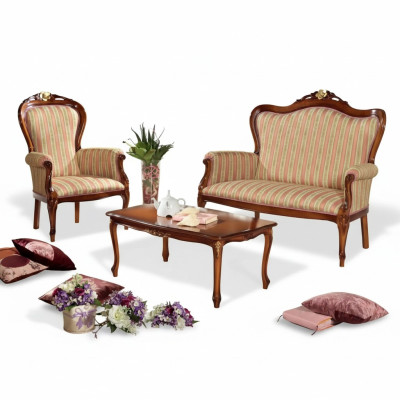 Klassische Sofagarnitur Sitzmöbel Dreisitzer Sitzbank Couchtisch Luxus
