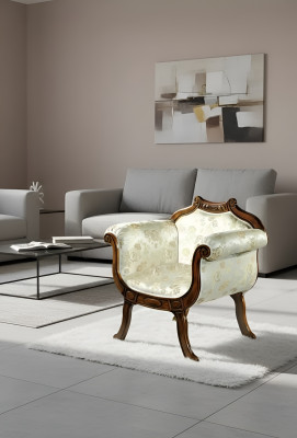 Klassischer Luxus Einsitzer Polster Sitz Textilmöbel Designer Sessel