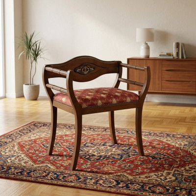 Designer Stuhl Klassische Polster Stoff Sitzmöbel Wohnzimmer Lehnstuhl