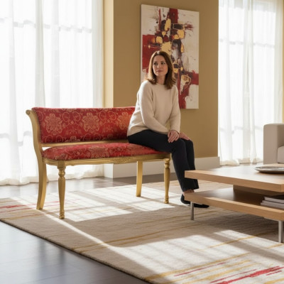 Sitzbank Polster Stoff Sitz Stil Klassische Designer Wohnzimmer Möbel