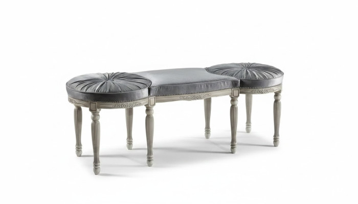 Klassische Grau Sitzbank Design Textil Neu Polster Stoff Sitzmöbel