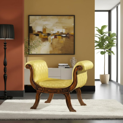 Designer Sitzbank Polster Textil Stoff Klassische Luxus Bank Möbel Neu