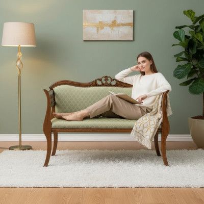 Klassische Bank Luxus Polster Sitzbank Wohnzimmer Sitzmöbel Zweisitzer