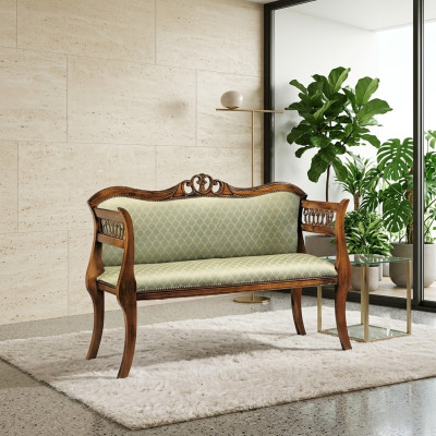 Klassische Bank Luxus Polster Sitzbank Wohnzimmer Sitzmöbel Zweisitzer