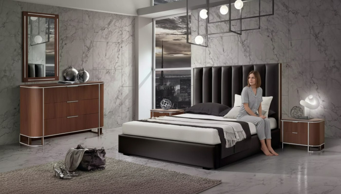 Komplettes Schlafzimmer Set Designer Möbel Doppelbett 2x Nachttische 5tlg