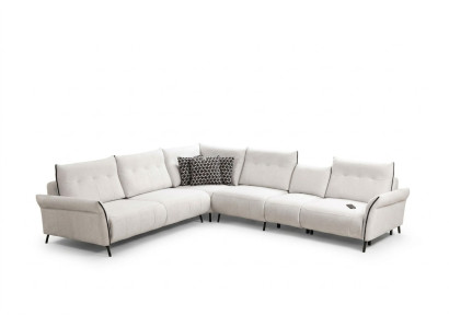 Weiß Ecksofa L-Form Wohnzimmer Polster Textil Sofa Couch Modern Möbel
