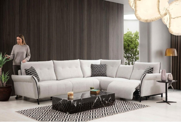Ecksofa Wohnzimmer Sofa Couch Polster Textil Möbel Modern Designer Neu