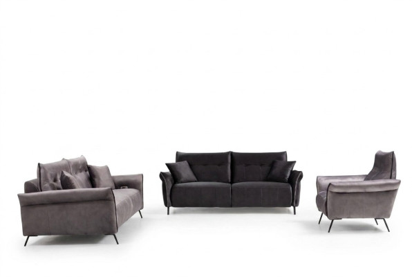 Modern Sofagarnitur Set 3 tlg Luxus Sessel Wohnzimmer Garnitur Dreisitzer Sofas