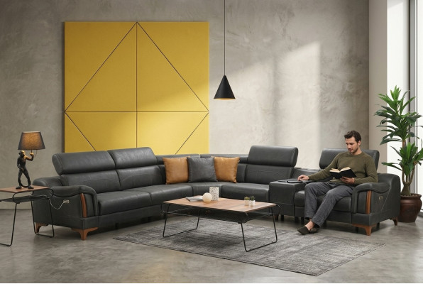 Ecksofa Luxus Sofa L-Form Neu Möbel Wohnzimmer Designer Modern Textil