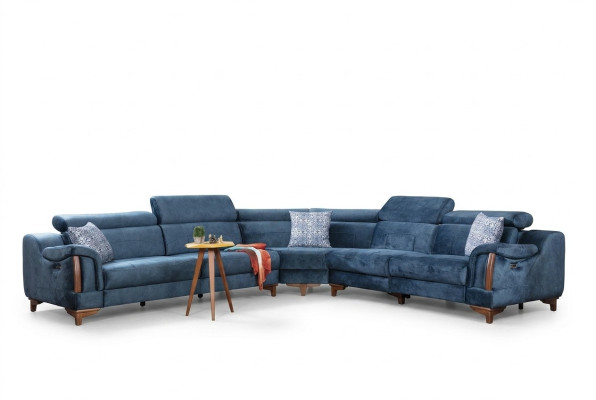 Sofa L-Form Modern Blau Ecksofa Couch Wohnzimmer Design Neu Möbel