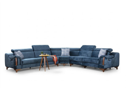Sofa L-Form Modern Blau Ecksofa Couch Wohnzimmer Design Neu Möbel