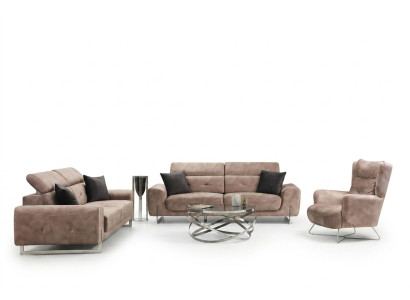 Sofagarnitur Set Dreisitzer Sofas Wohnzimmer Sessel Modern Design Textil