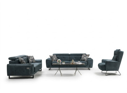 Modern Set 3 tlg Wohnzimmer Sofagarnitur Designer Sitzmöbel Polstersessel Neu