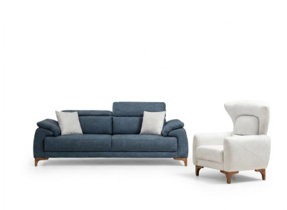 Komplett Sofa Couch Dreisitzer Weiß Sessel Wohnzimmer Sofagarnitur 3tlg