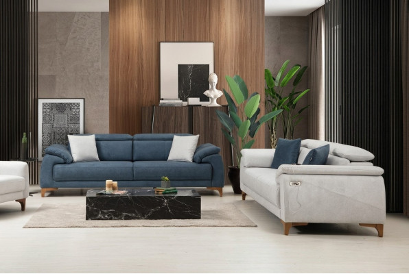 Modern Dreisitzer 2x Sofas Couch Sofagarnitur Komplett Textil Möbel Design
