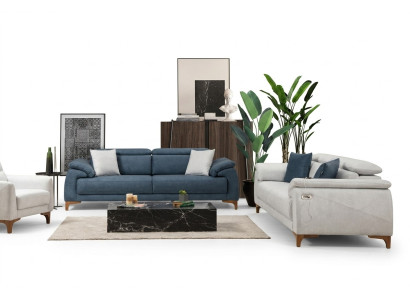 Modern Dreisitzer 2x Sofas Couch Sofagarnitur Komplett Textil Möbel Design