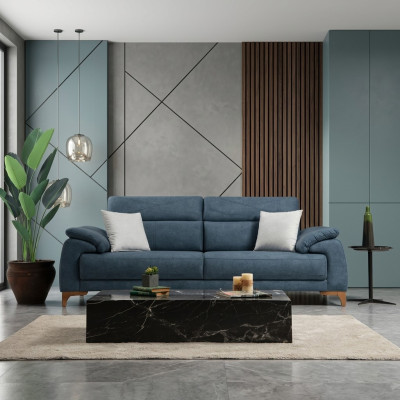 Sofa Couch Wohnzimmer Modern Möbel Dreisitzer Blau Polstersofa Design