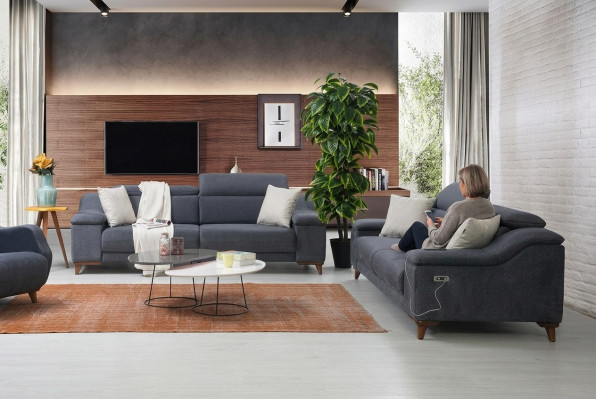 Design Dreisitzer Sofa Couch Polster Modernes Wohnzimmer Textil Sofas Neu Möbel