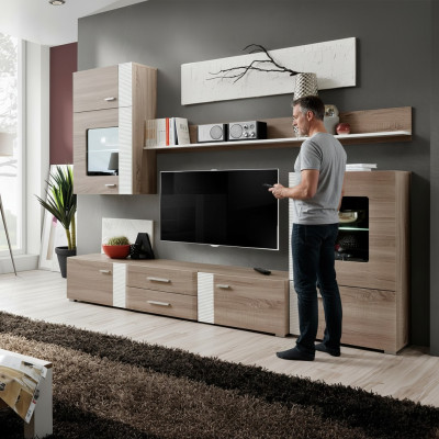 Wohnwand TV Wand Holz Stil Modern Regal Wohnzimmer Möbel Schrank neu