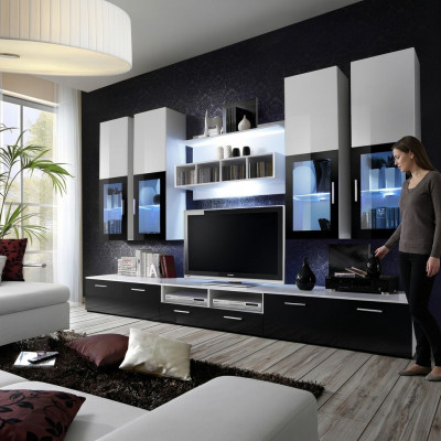 Modern Design Wohnwand Holz Wand Regale Komplett TV-Ständer Einrichtung