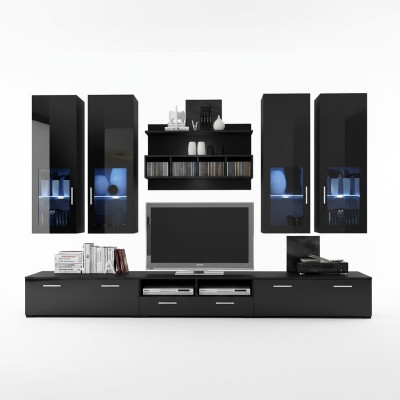 Komplette Wohnwand Modern Design Wohnzimmer Einrichtung Regale TV-Ständer