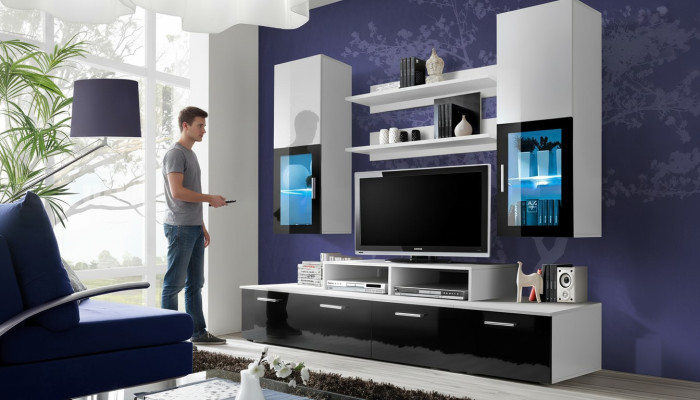 Wohnwand Komplett TV-Ständer Luxus Wandschrank Einrichtung Modern Designer