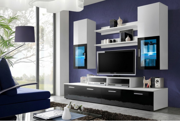Wohnwand Komplett TV-Ständer Luxus Wandschrank Einrichtung Modern Designer