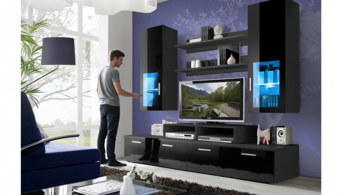 Wohnwand Holz Stil Modern Luxus Wohnzimmer Möbel Wandschrank Komplett
