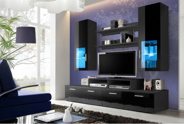 Wohnwand Holz Stil Modern Luxus Wohnzimmer Möbel Wandschrank Komplett