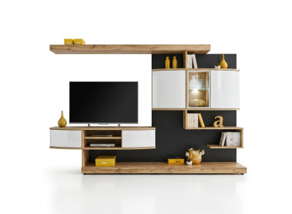 Braun Wohnwand Einrichtung Luxus Wohnzimmer Designer TV-Ständer Möbel Neu